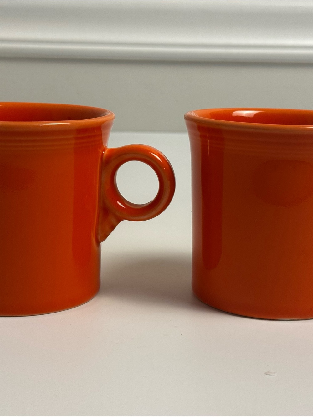 Fiesta Tangerine Ring Handle Mugs Set of 2 Retired